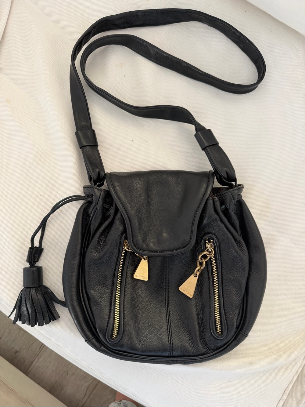 See by Chloe Black Leather Crossbody Bag with Tassel. Beautiful leather. Imma.